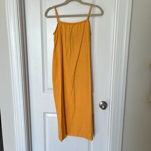 A New Day XS Yellow Gold Spaghetti Strap Linen Sundress